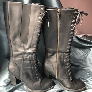 Timberland Knee High Lace Up Heeled Boot